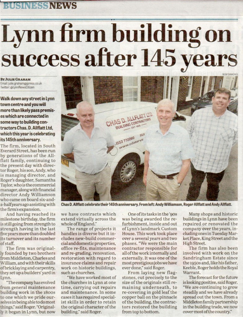 cdanewsfeature2 Building Contractors in Kings Lynn since 1868